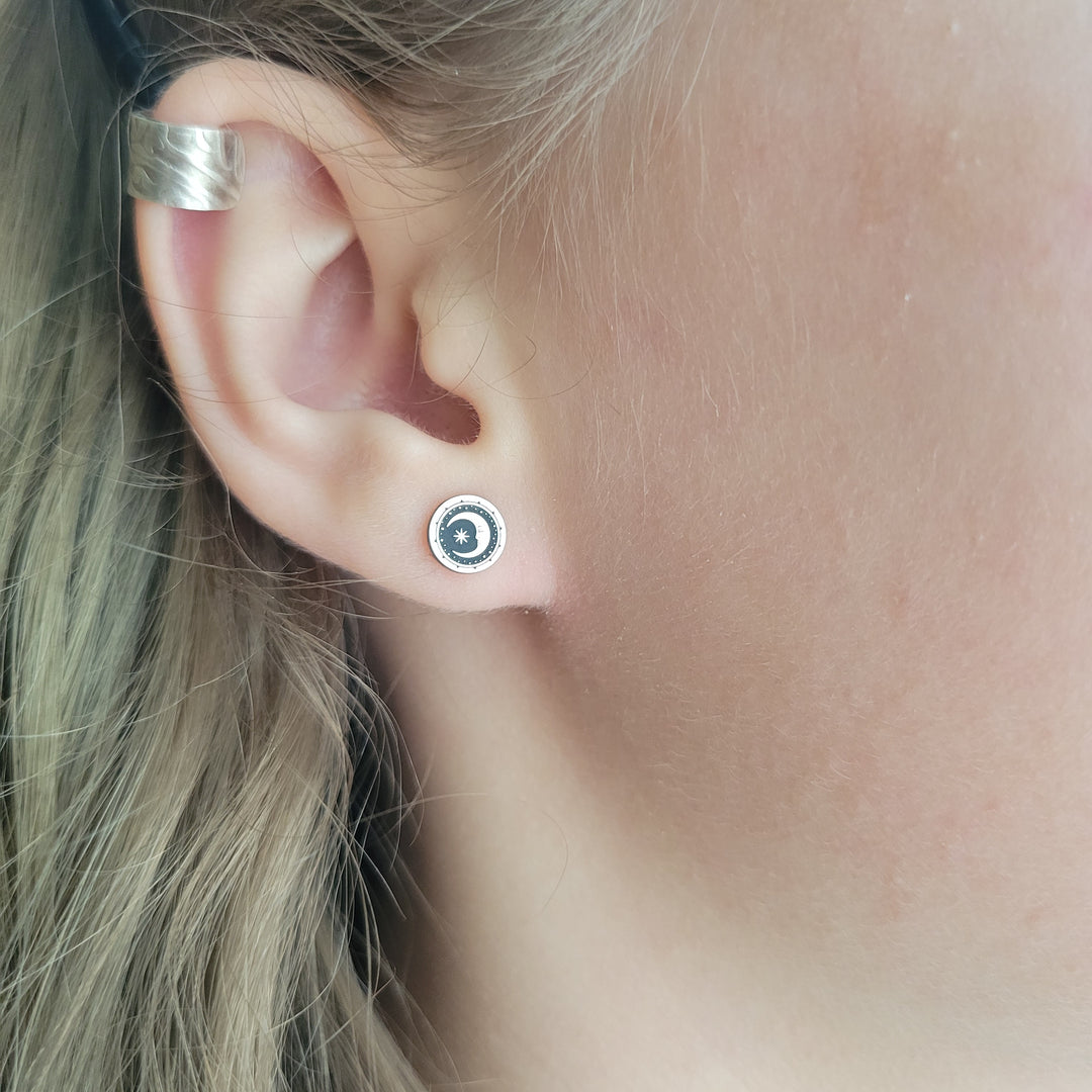 Sterling Studs - Moon Sun