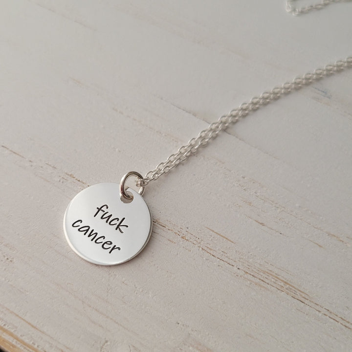 Sterling Silver Fuck Cancer Necklace