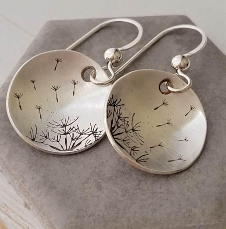 Silver Dandelion Earrings