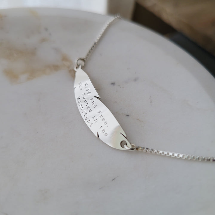 Sterling Silver Feather Message Bracelet