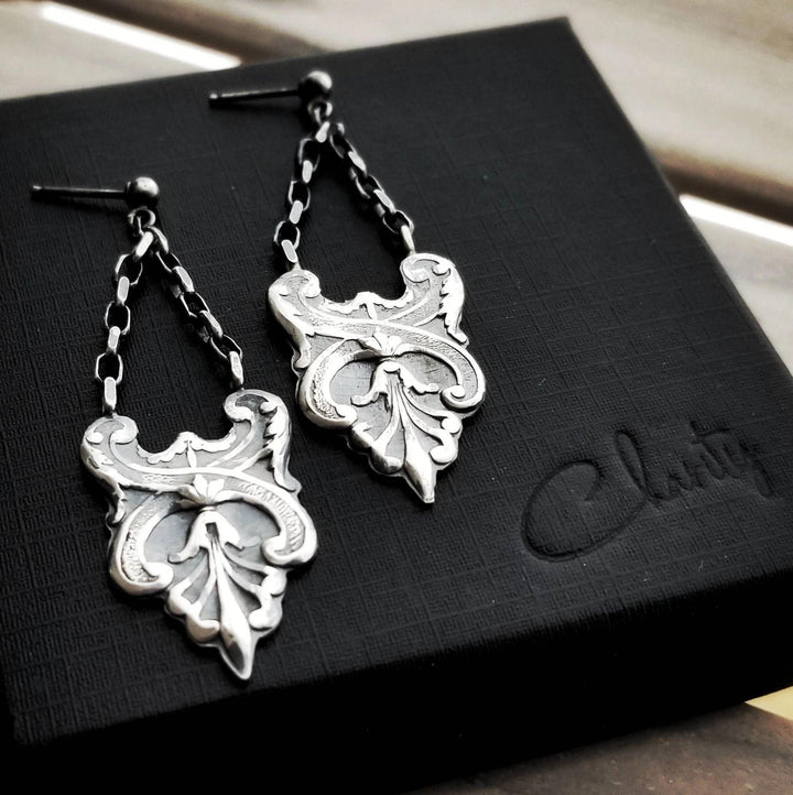 Sterling silver art nouveau earrings