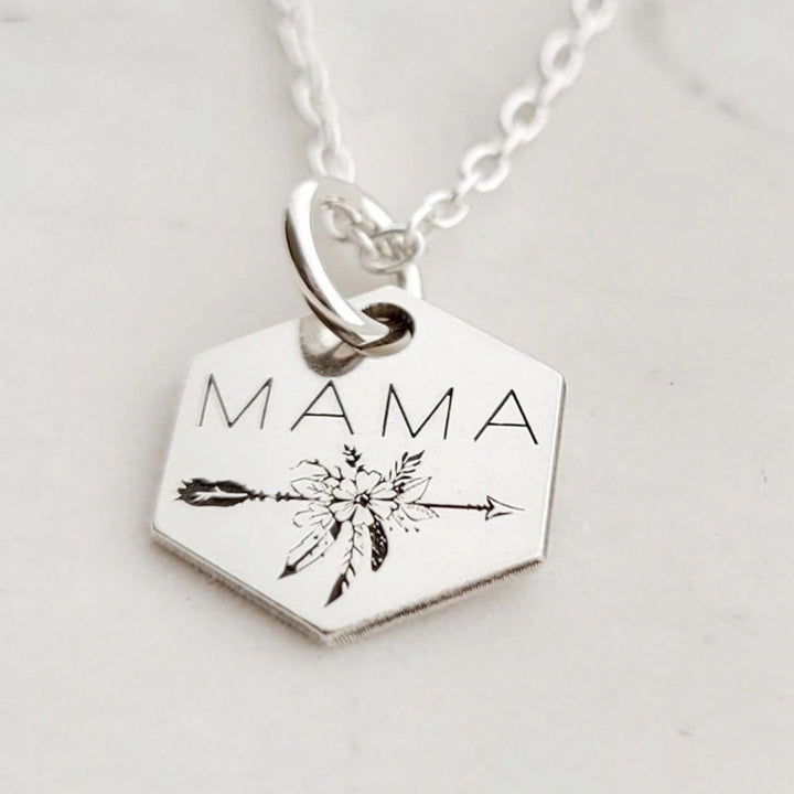 Hexagon Sterling Silver Boho Mama