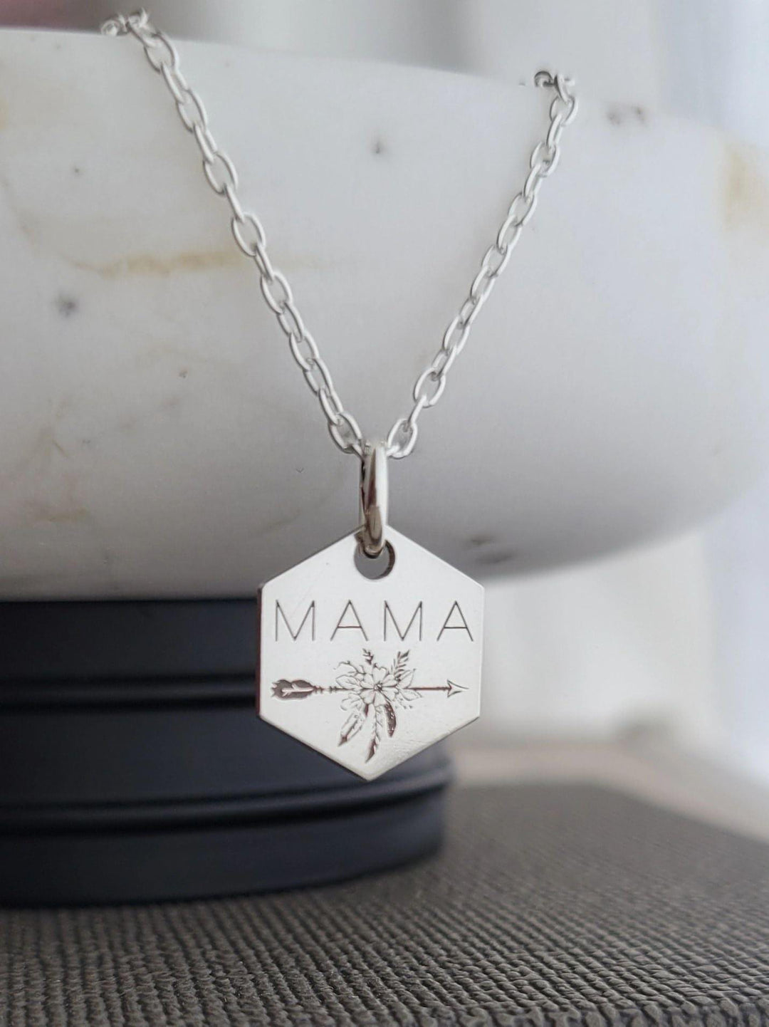 Hexagon Sterling Silver Boho Mama