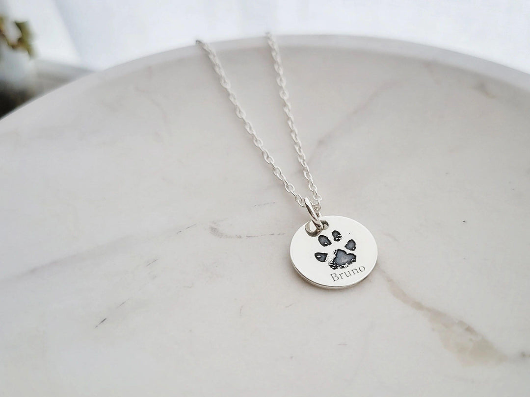 Sterling Silver Paw Print Necklace