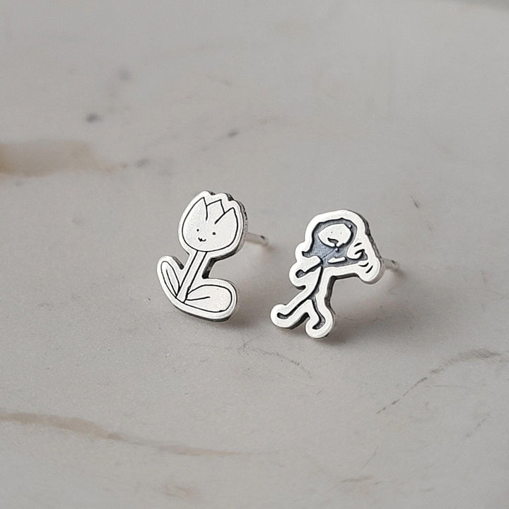 Kids Drawing Stud Earrings (Customizable)