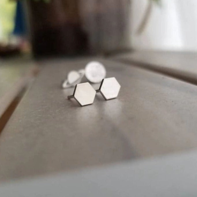 Sterling Studs - Hexagon